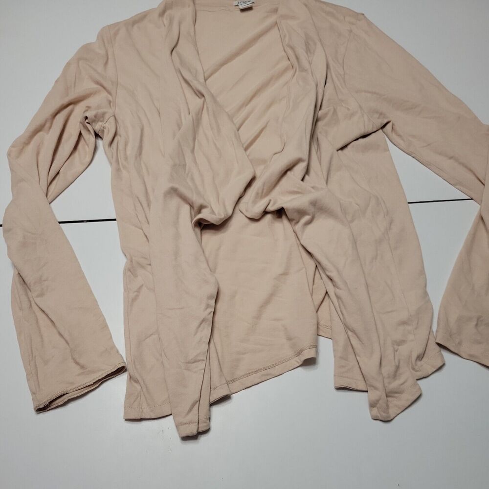 J Crew Cardigain Womens L Sweater Tan Long Sleeve Open Waterfall Front Comfort